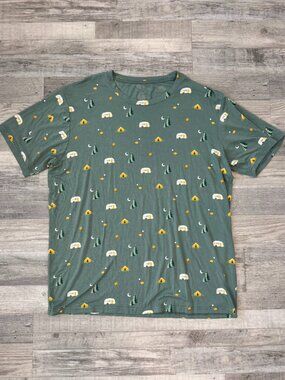 Kyte Baby Women's Green Camper Print Nightshirt Size XL Short Sleeve, Bamboo O9